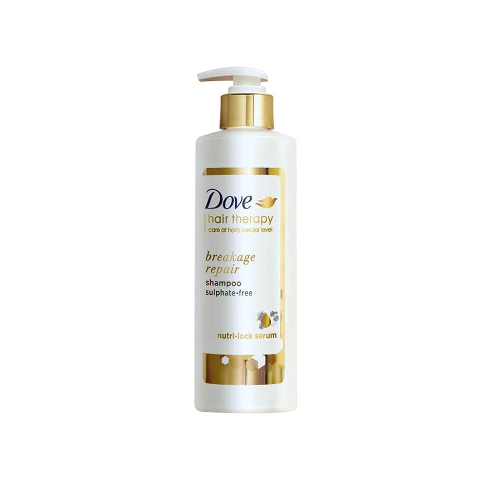 Dove Hair Therapy Breakage Repair Sulphate-Free Shampoo, No Parabens & No Dyes, With Nutri-Lock Serum to Reduce Hair Fall for Thicker Looking Hair, 380 ml