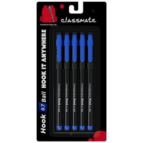 Classmate Hook Ball Pen Pack Of 5 (Blue)