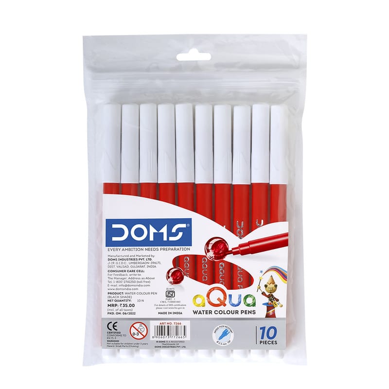 DOMS Sketch Pen Aqua Water Colour Pens Single Color - Pack of 10