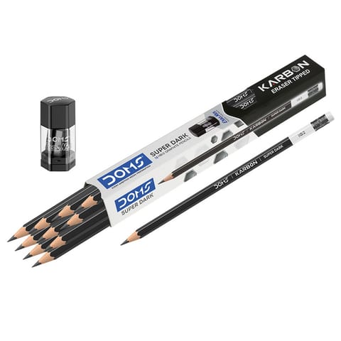 DOMS Graphite Pencil Karbon Eraser Tipped Pencils