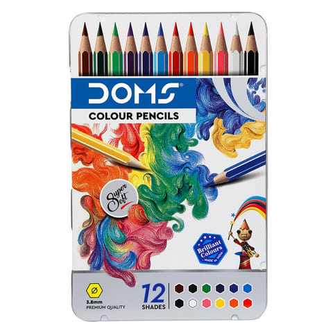DOMS Colour Pencils Flat Tin