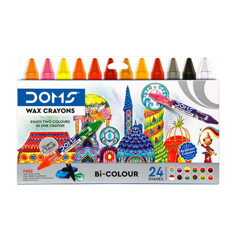 DOMS Bi-Colour Wax Crayons