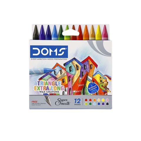 DOMS Triangle Extra Long Wax Crayons