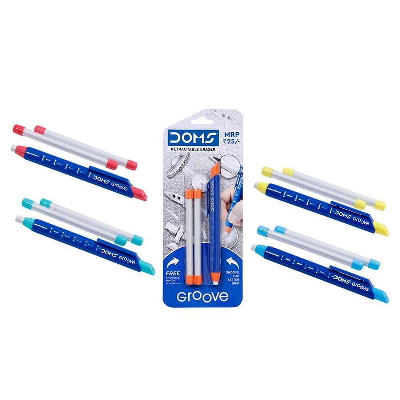 DOMS Retractable Eraser 1 Eraser + 2 Eraser Refills