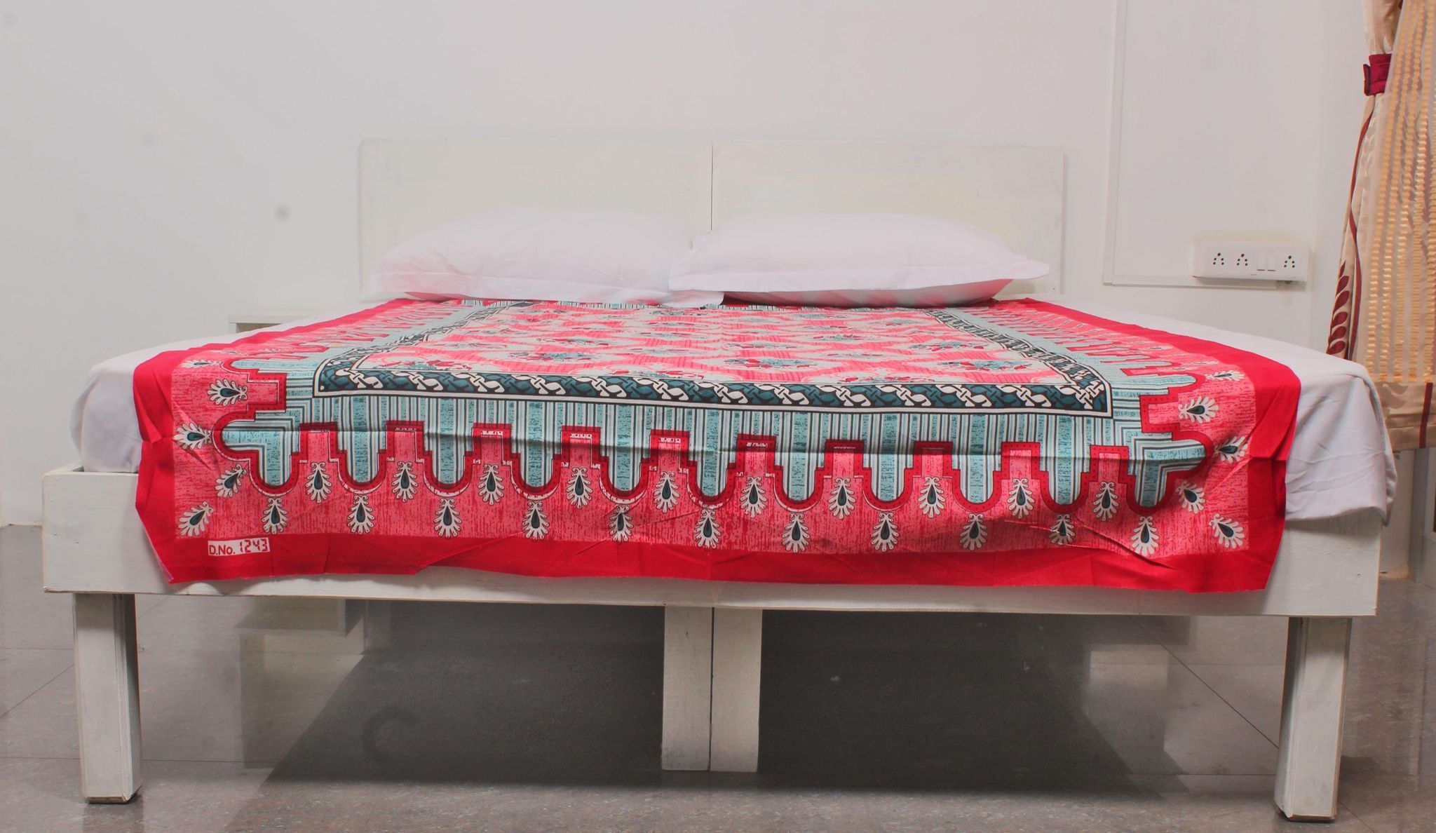 Red Motifs Border Single Bedsheet 60 X 90 Inches