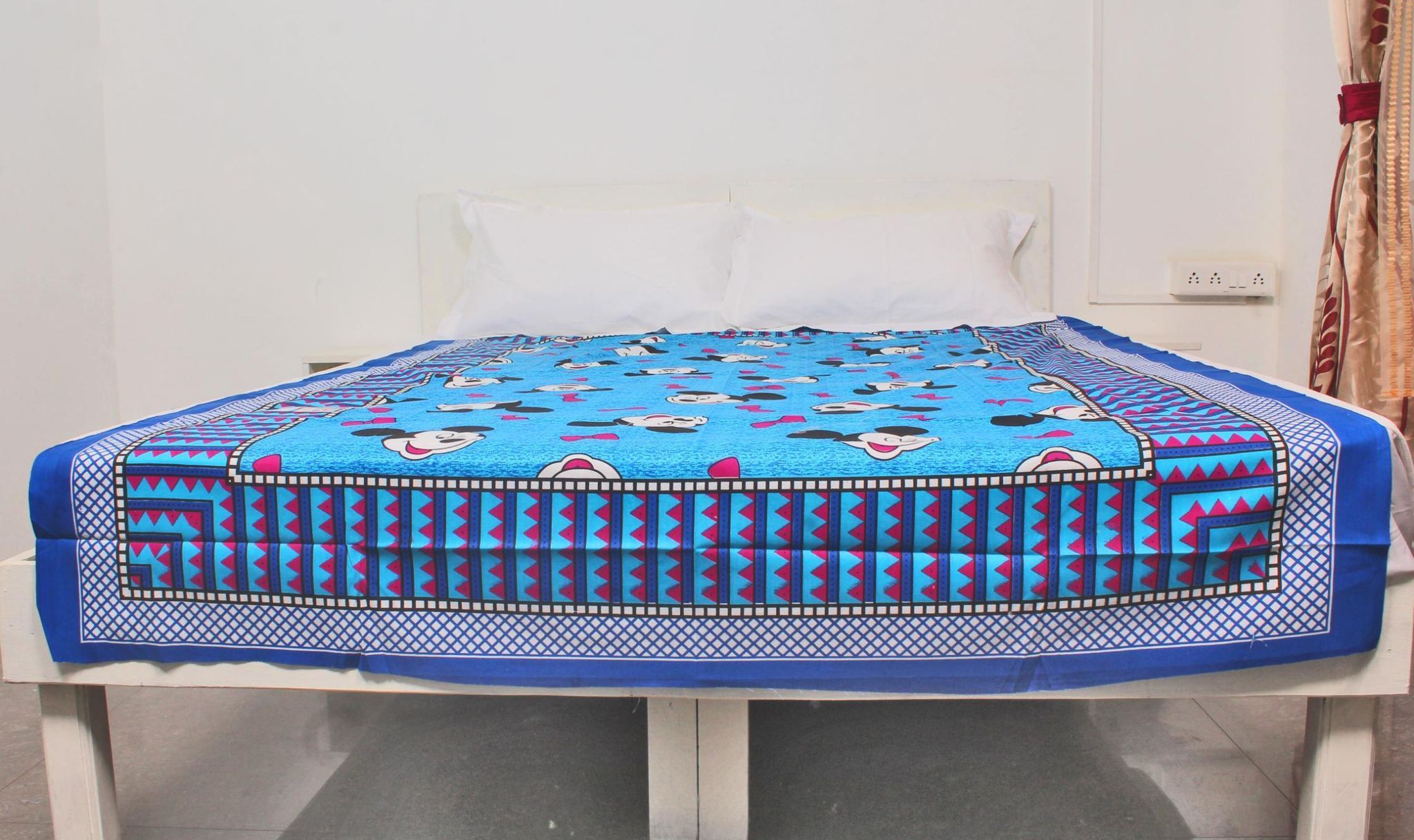 Blue Mickymouse printed Single Bedsheet 60 x 90 Inches