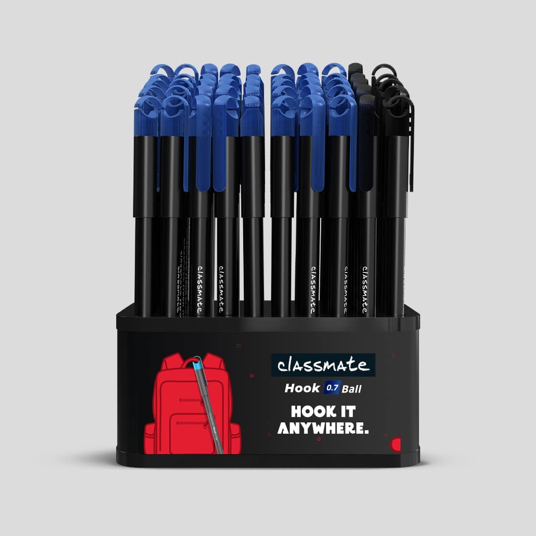 Classmate Hook Ball Pen Pack Of 50 ( 40 Blue And 10 Black)