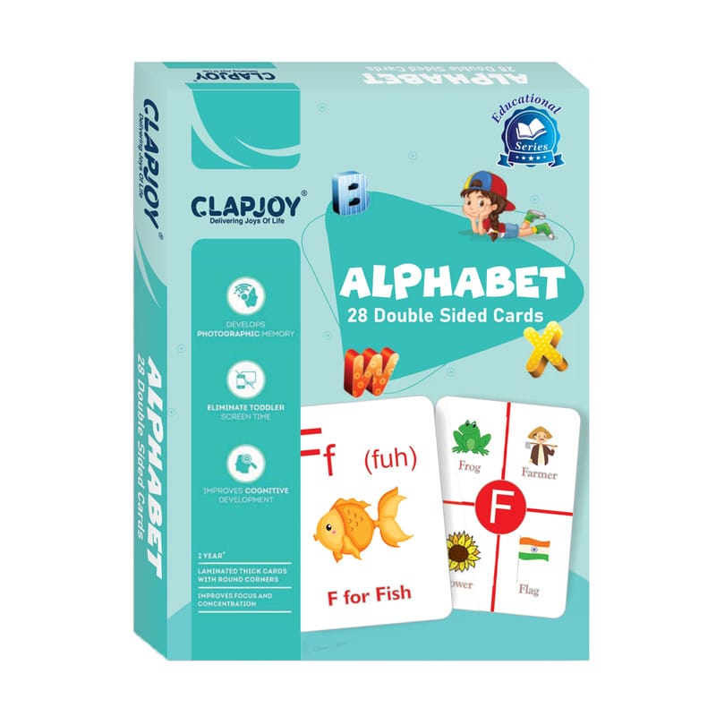 Clapjoy Double Sided ALPHABET Flash Cards for Kids Educational Learning Material| Early Learning Cards for Kids|Return Gift for Kids Ages 2-6 Years Old Boys & Girls (Alphabet)