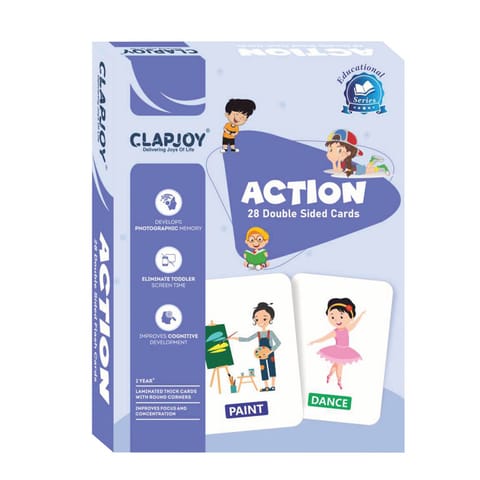 Clapjoy Double Sided ACTION Flash Cards for Kids Educational Learning Material| Early Learning Cards for Kids|Return Gift for Kids Ages 2-6 Years Old Boys & Girls (Action)