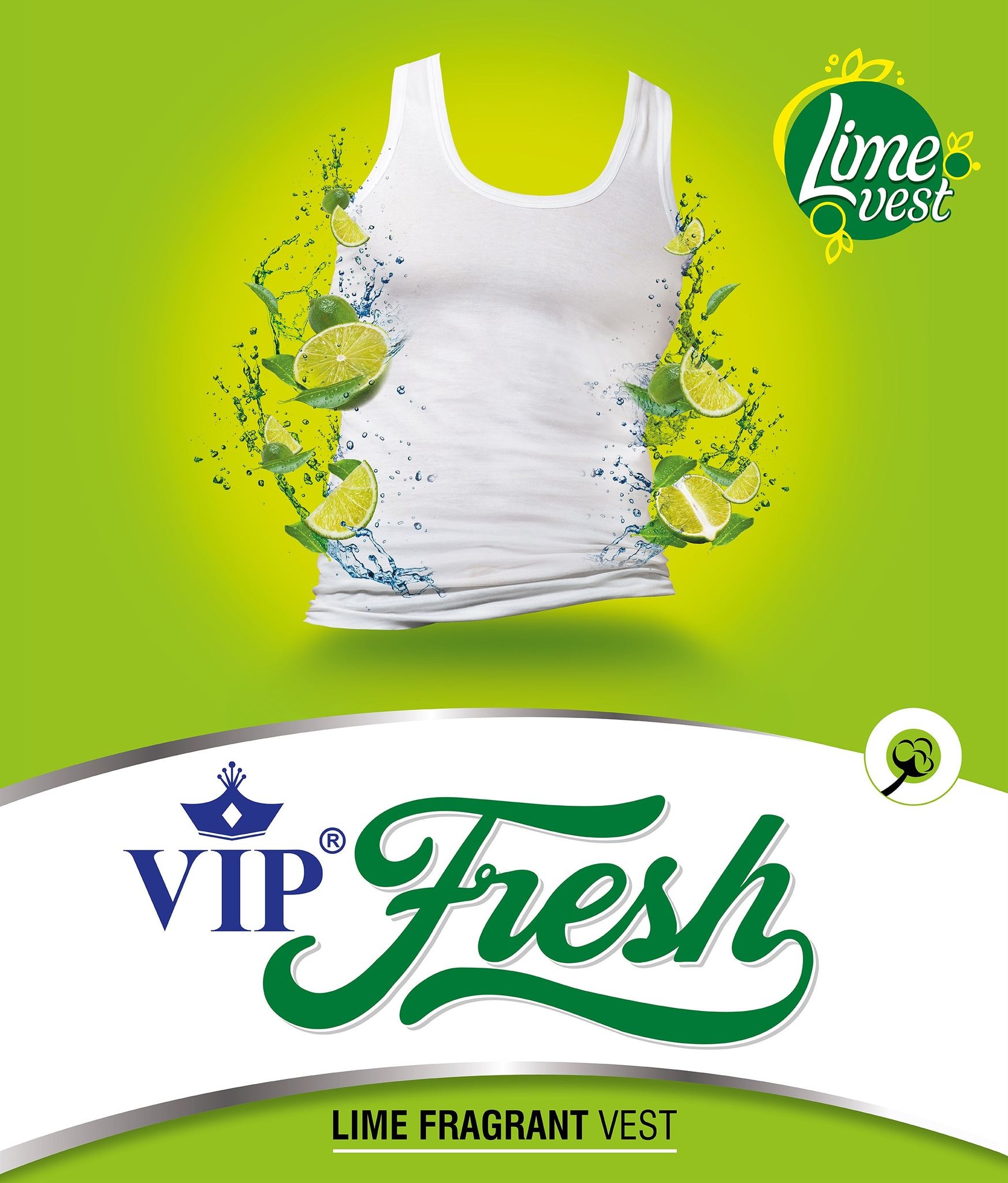 VIP Fresh Men'S Lime Fragrant Pure Cotton Vest | Skin Friendly  Odour Buster Technology