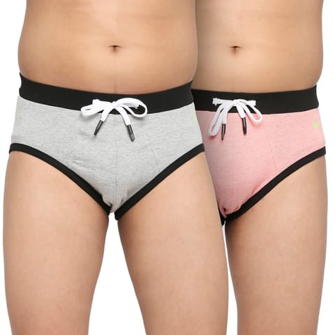 Frenchie U19 Teenagers Cotton Brief Light Gray And Pink - Pack Of 2