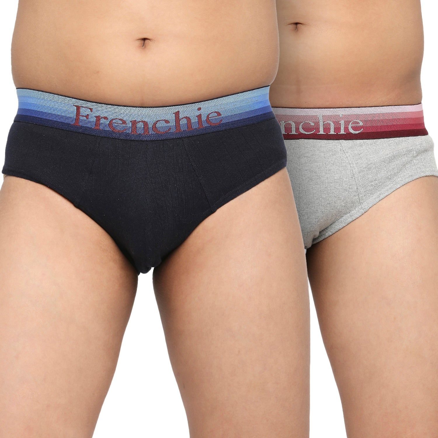 Frenchie U19 Teenagers Cotton Brief Navy Blue And Gray - Pack Of 2