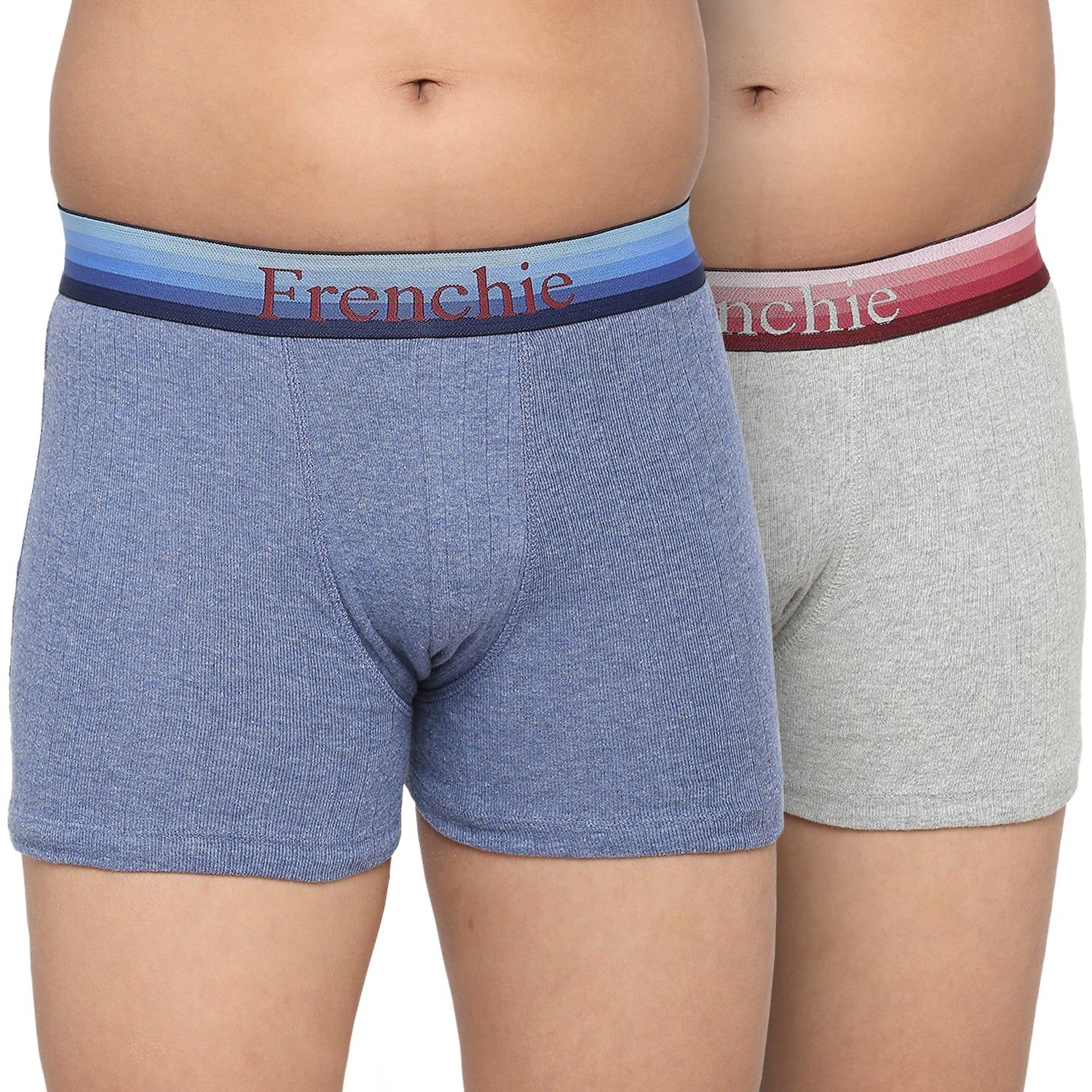 Frenchie U19 Teenagers Cotton Trunk Blue And Grey - Pack Of 2