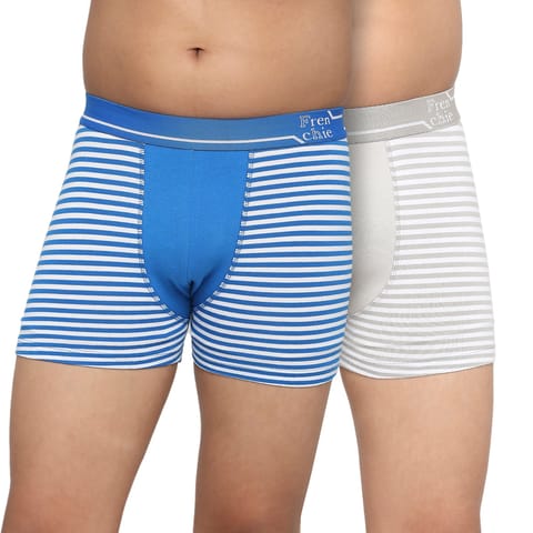 Frenchie U19 Teenagers Cotton Trunk Gray And Blue - Pack Of 2