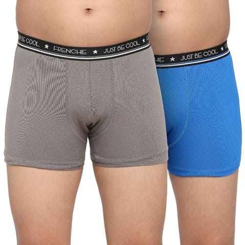 Frenchie U19 Teenagers Cotton Trunk Gray And Blue - Pack Of 2