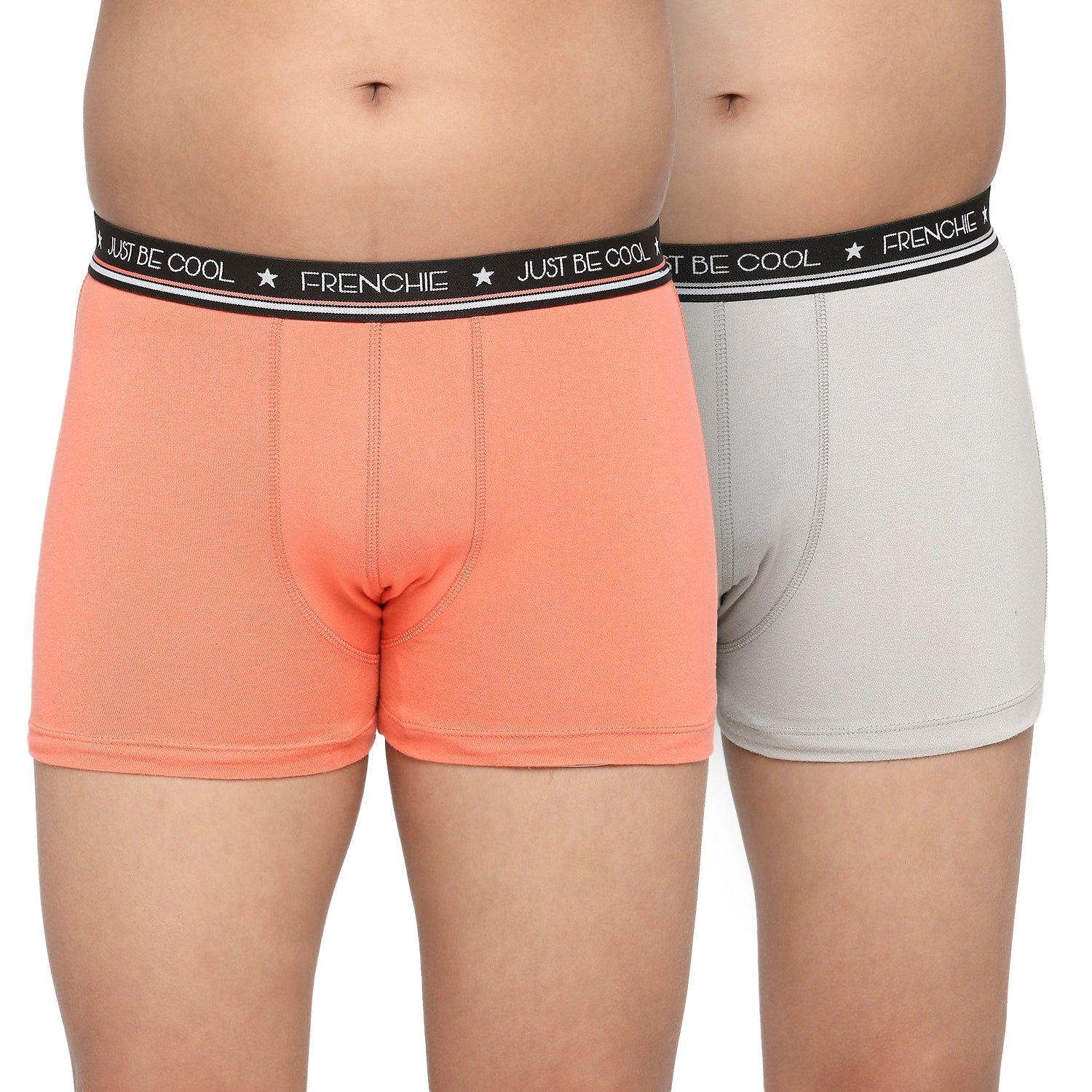 Frenchie U19 Teenagers Cotton Trunk Gray And Peach - Pack Of 2