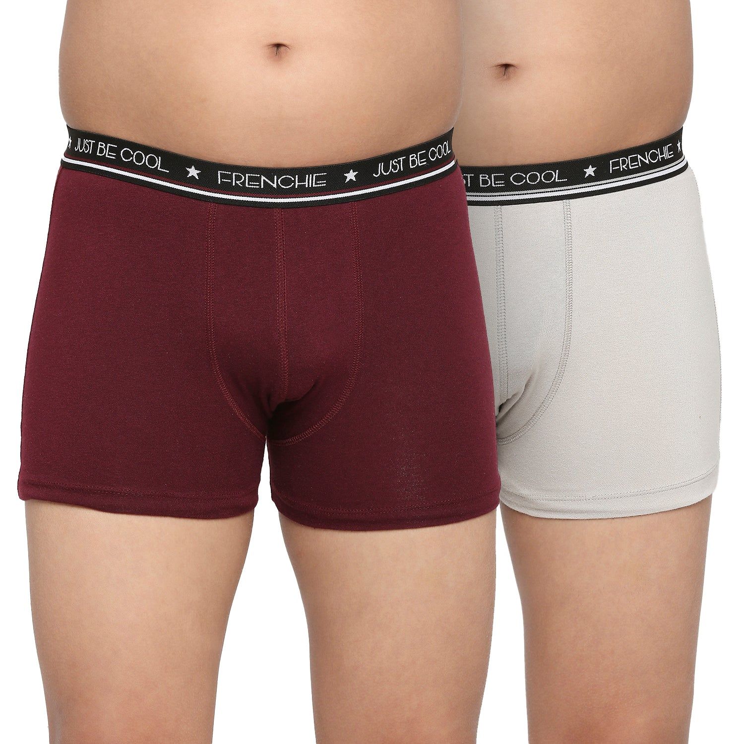 Frenchie U19 Teenagers Cotton Trunk Wine And Light Gray - Pack Of 2