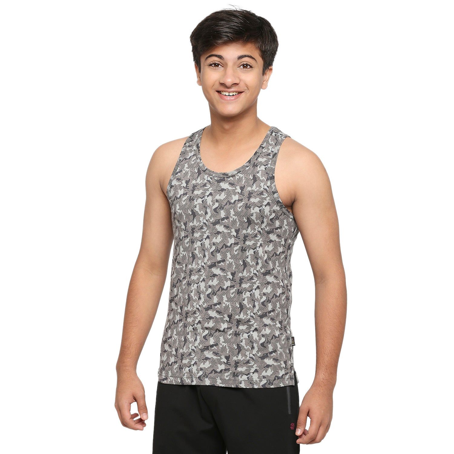 Frenchie U19 Teens Gray Vest In Camouflage Print