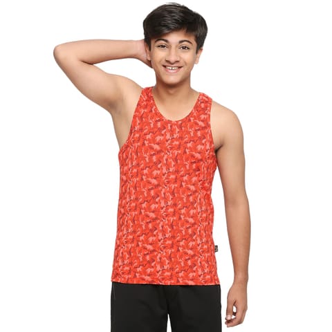 Frenchie U19 Teens Red Vest In Camouflage Print