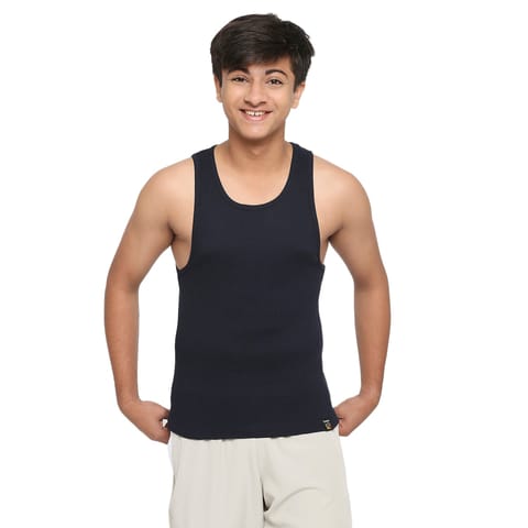 Frenchie U19 Teens Solid Navy Vest Made In 100% Cotton Rib