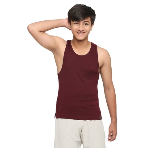 Frenchie U19 Teens Solid Wine Vest Made In 100% Cotton Rib