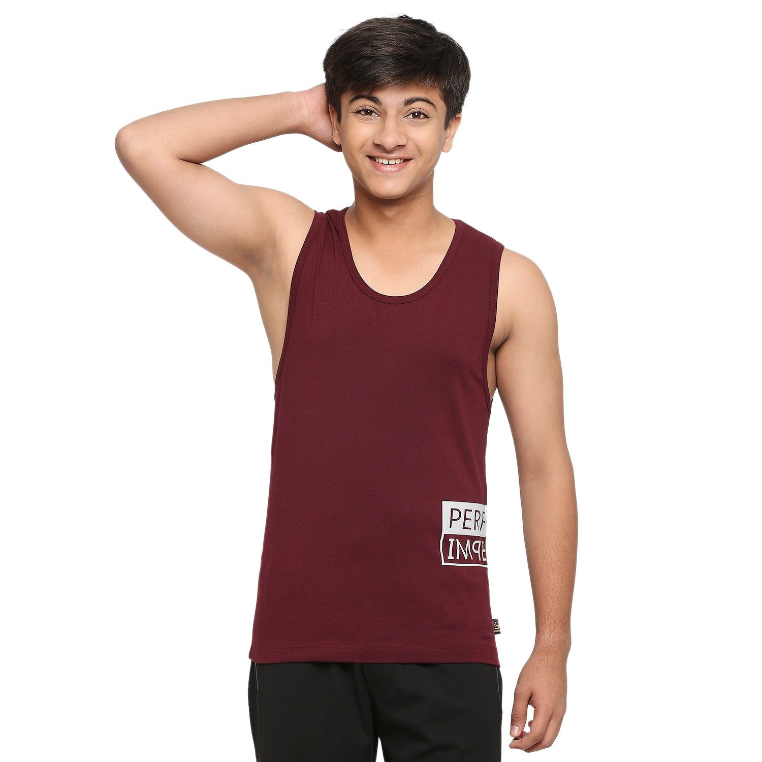 Frenchie U19 Teens Wine Broadshoulder Vest Made In Cotton Lycra Fabric