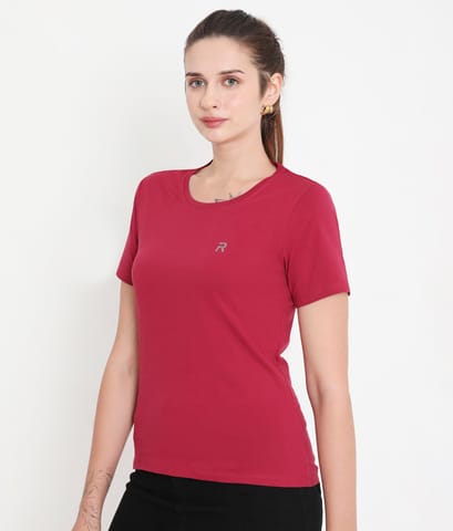 Rivolta Beet Red Essential Cotton T-Shirt For Women