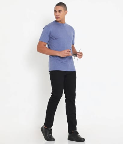 Rivolta Indigo Melange Men Casuals Pure Cotton Tee