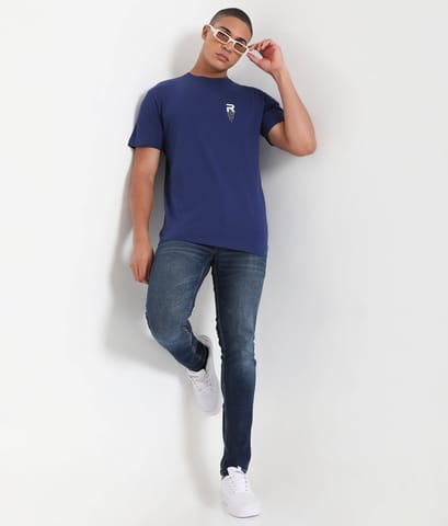 Rivolta Men Navy Blue Leisurewear Cotton Tee