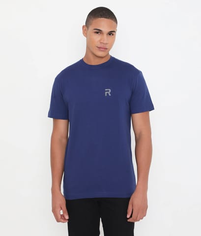 Rivolta Men Navy Blue Pure Cotton Tee Casual