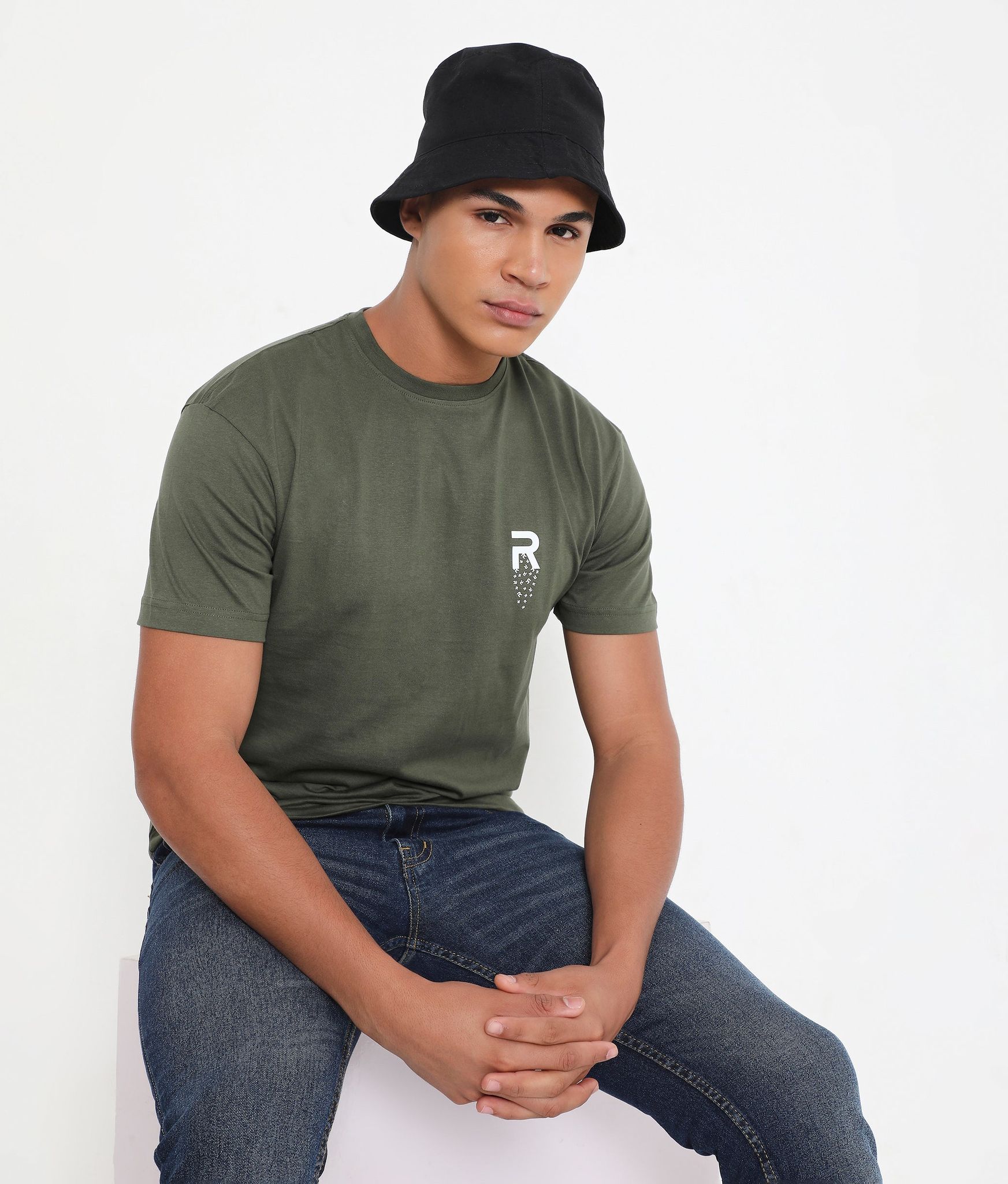 Rivolta Men Solid Green Leisurewear Cotton Tee