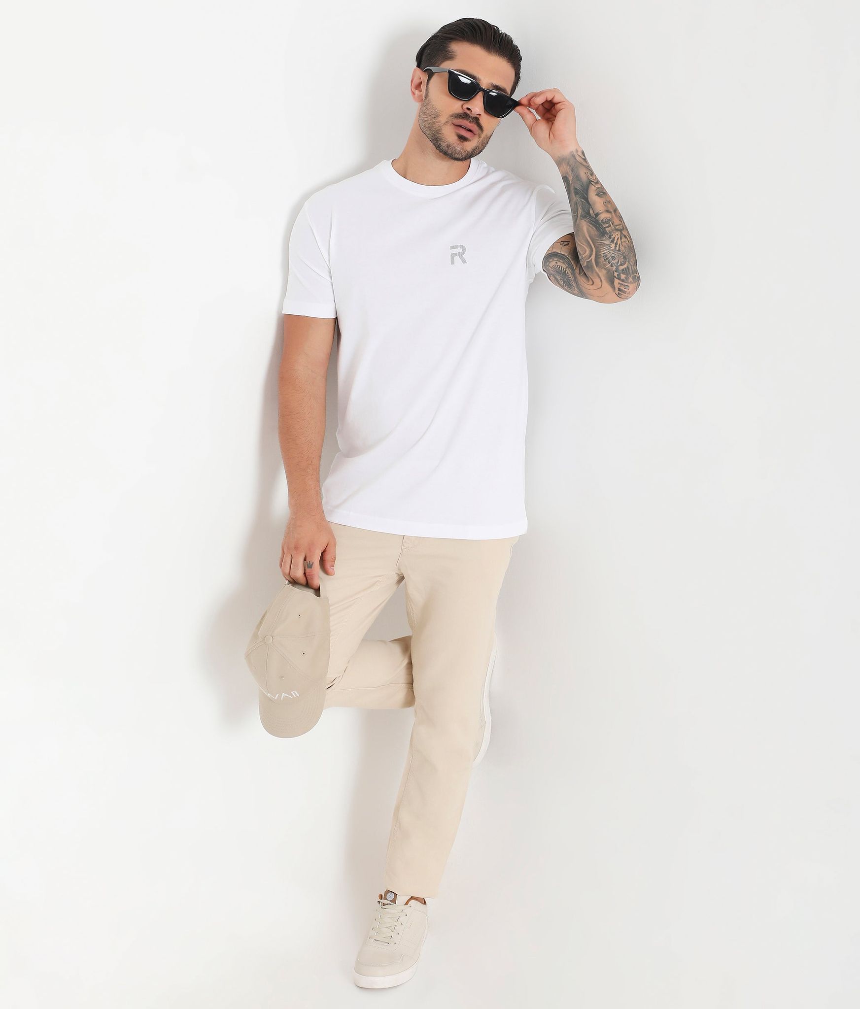 Rivolta Men White Pure Cotton Tee Casual