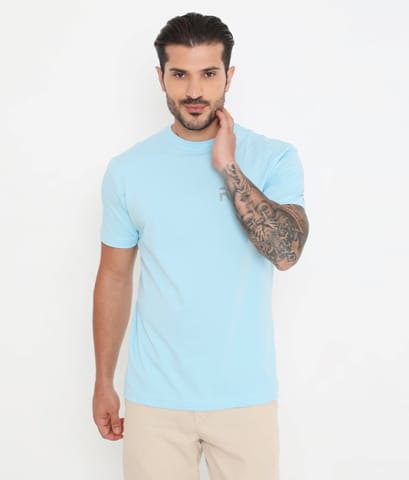 Rivolta Sky Blue Men Casuals Pure Cotton Tee