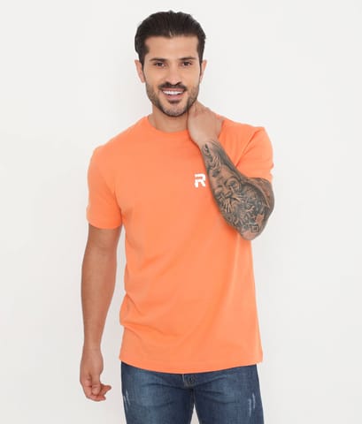 Rivolta Soft Orange Men Solid Essential Cotton T-Shirt