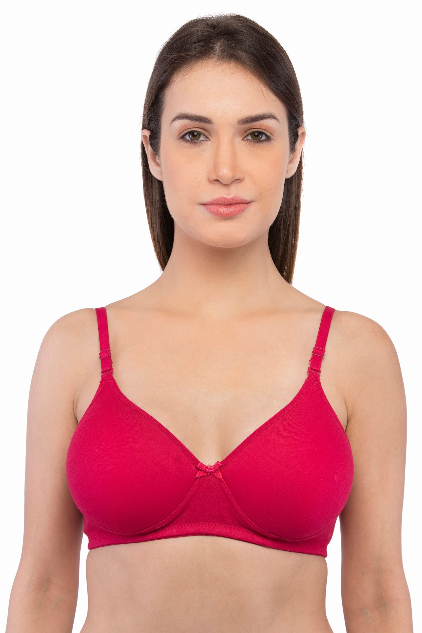 Feelings Women'S Cotton Lightly-Padded Non-Wired Medium-Coverage T-Shirt Bra - Elle Red