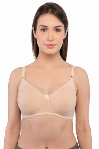 Feelings Women'S Cotton Non-Padded Non-Wired Full-Coverage Essential Bra - Allure Beige