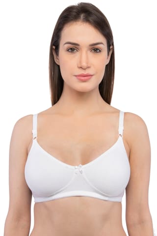 Feelings Women'S Cotton Non-Padded Non-Wired Full-Coverage Essential Bra - Allure White