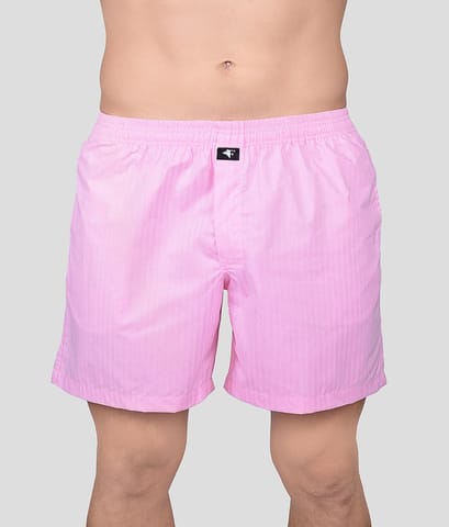 Frenchie Boksa Men'S Printed Cotton Boxer Shorts With Side Pockets - Wave Pink