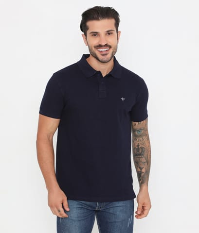 Frenchie Men Navy Blue Classic Cotton Polo T-Shirt