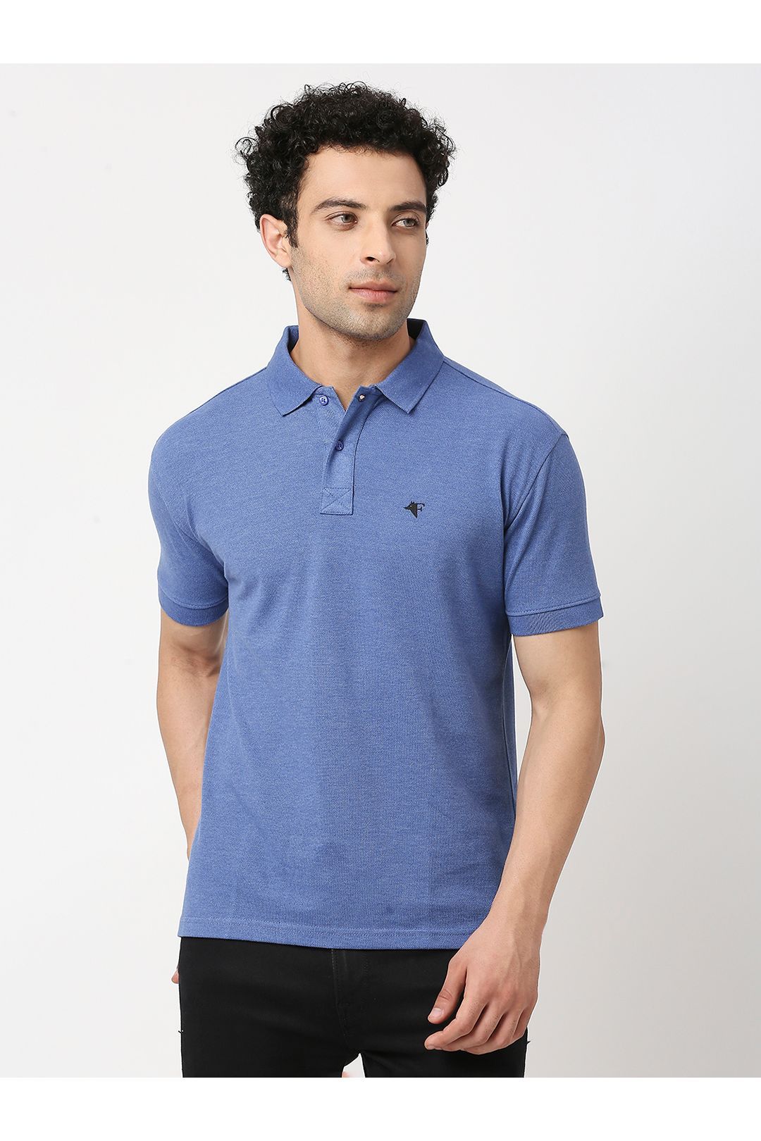 Frenchie Mens Blue Polo T-Shirt