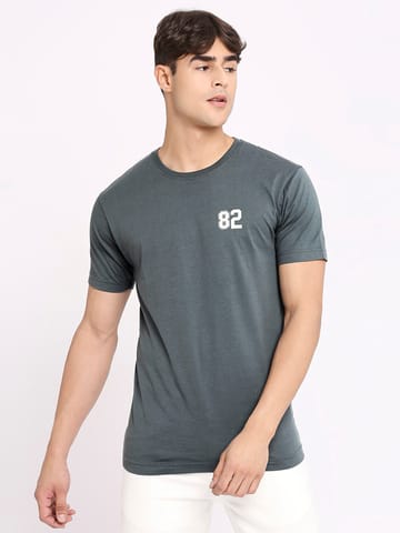 Frenchie Mens Dark Grey Round Neck T-Shirt