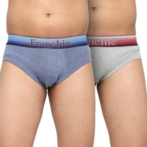 Frenchie U19 Teenagers Cotton Brief Blue And Gray - Pack Of 2