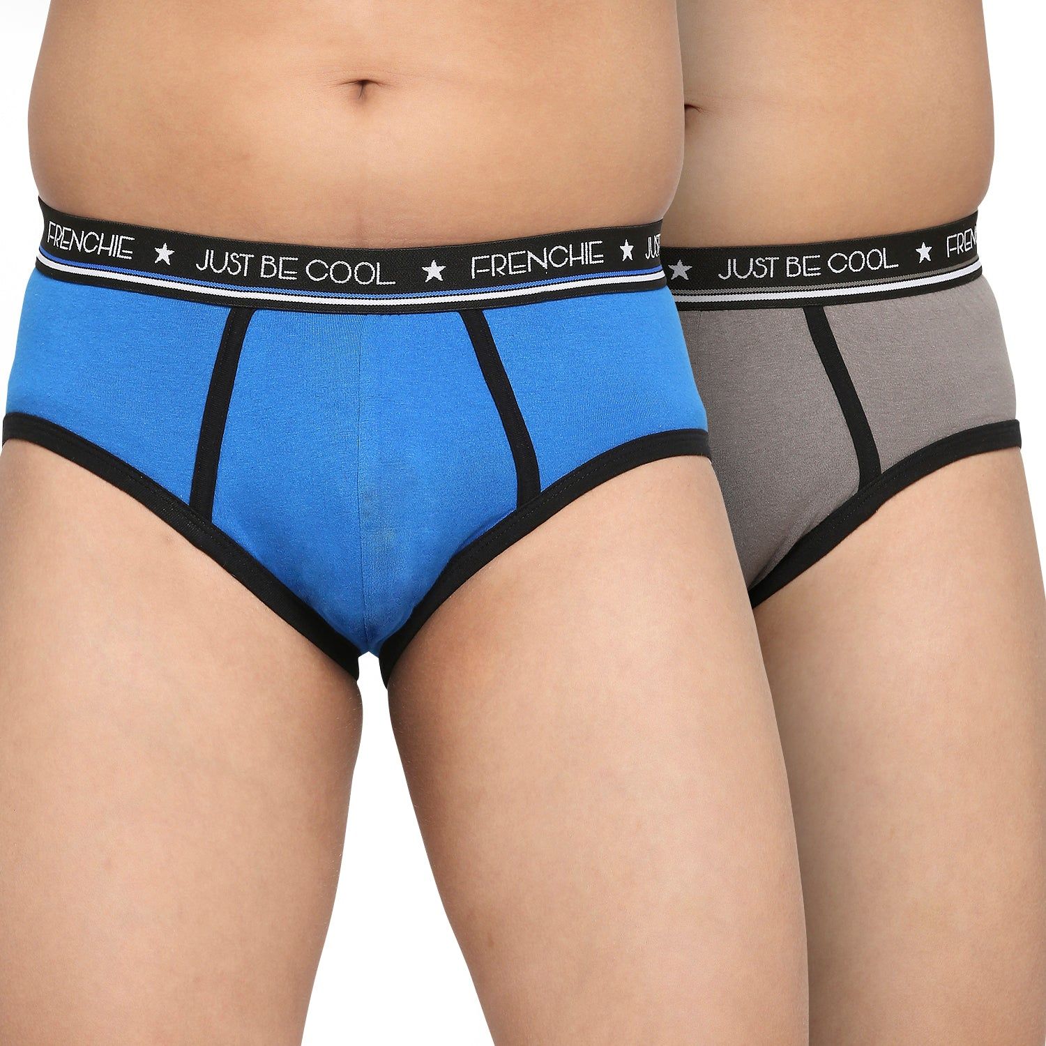 Frenchie U19 Teenagers Cotton Brief Gray And Blue - Pack Of 2