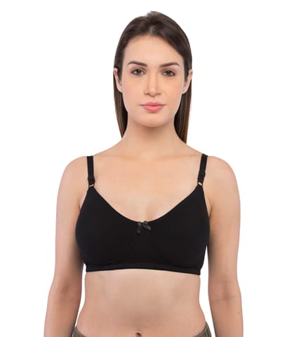 Feelings Allure Black Essential Non-Padded Full Coverage Cotton Bra For Women