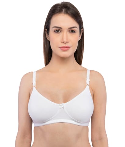 Feelings Allure Essential Non-Padded Full Coverage White Cotton Bra For Women