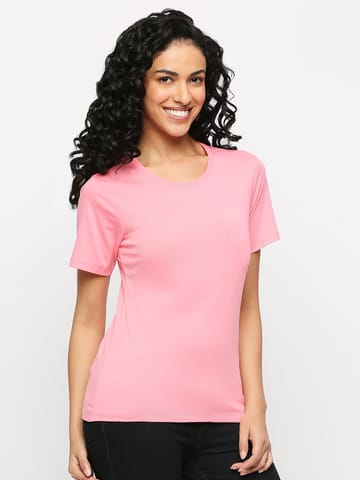 Feelings Cotton Rich Essential Pink T-Shirt For Women