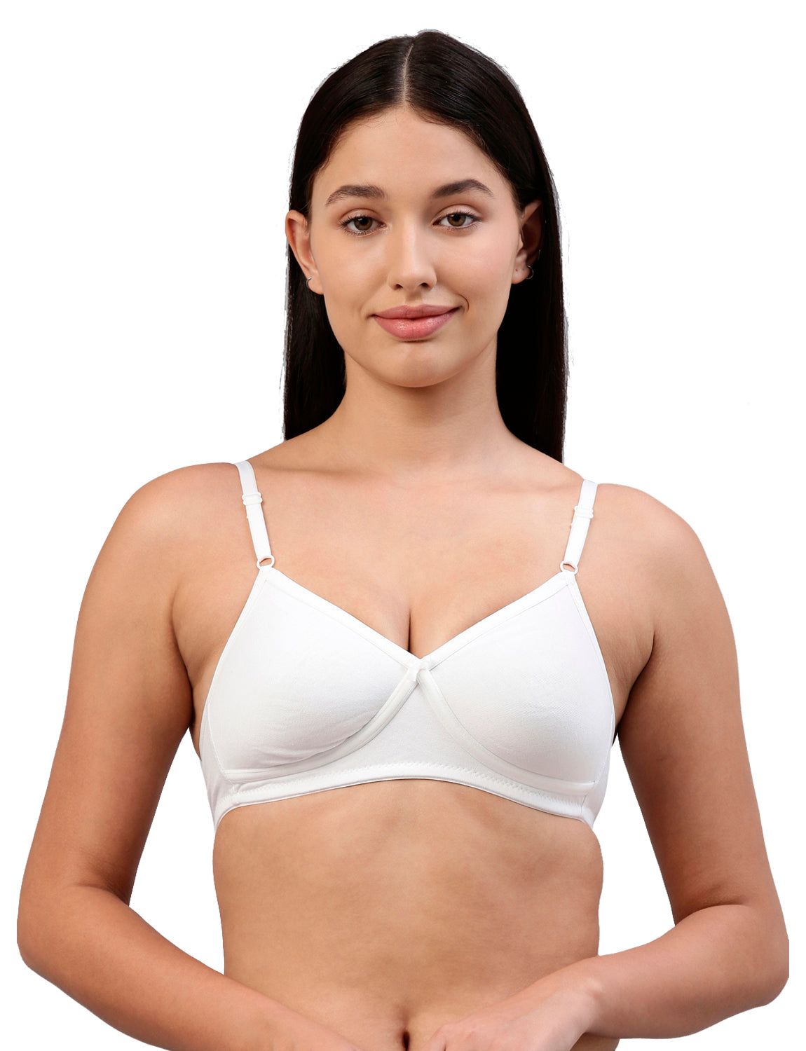 Feelings Dazzle Solid White All Day Long Essential Bra For Women