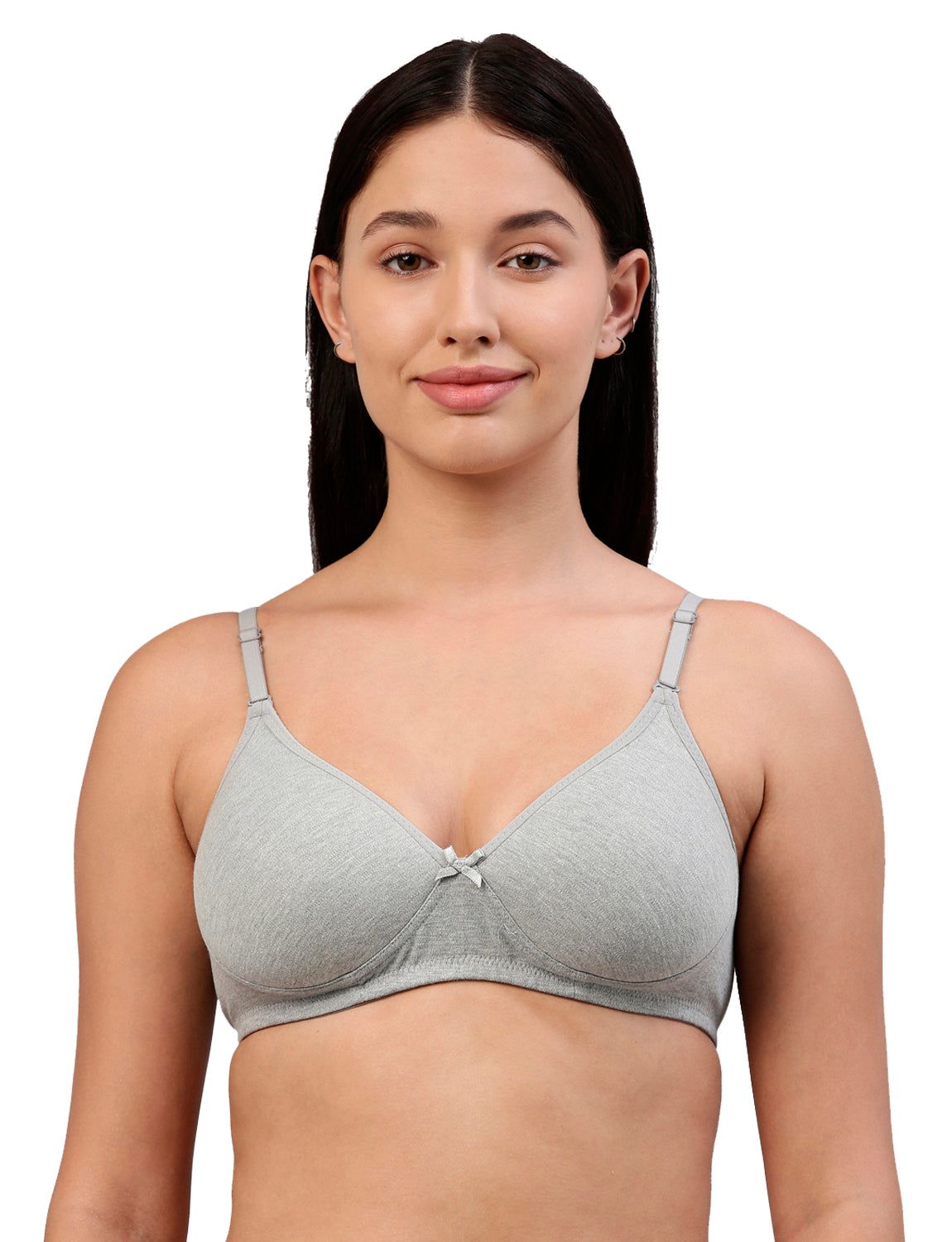 Feelings Elle Grey Melange Cotton T-Shirt Bra For Women