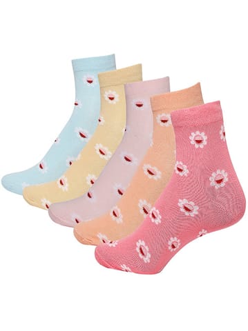 Feelings Everyday Casual Socks For Women'S All-Day Comfort For Daily Activities, Moisture Control, And Odor-Free Wear- Assorted (Pack Of 5)