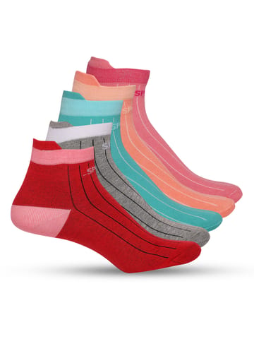 Feelings Pack Of 5 Sports Solid 002 Low Cut Assorted Cotton Socks Free Size